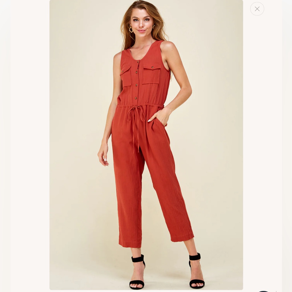 Amber Button Down Drawstring Jumpsuit